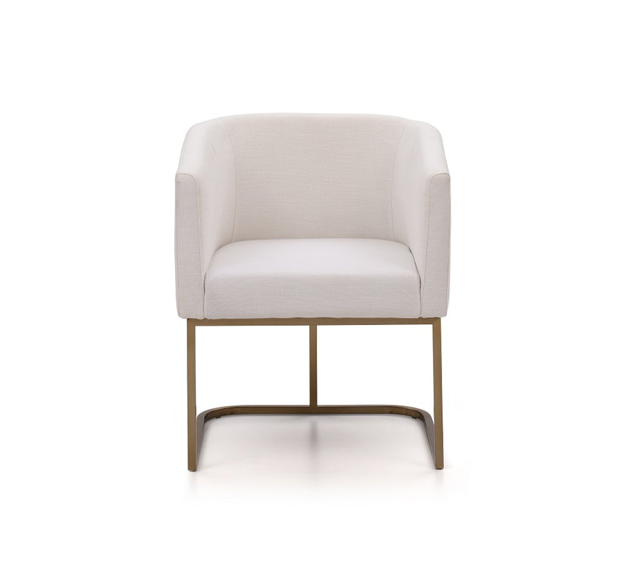 Yukon Modern White Fabric and Antique Brass Dining Chair