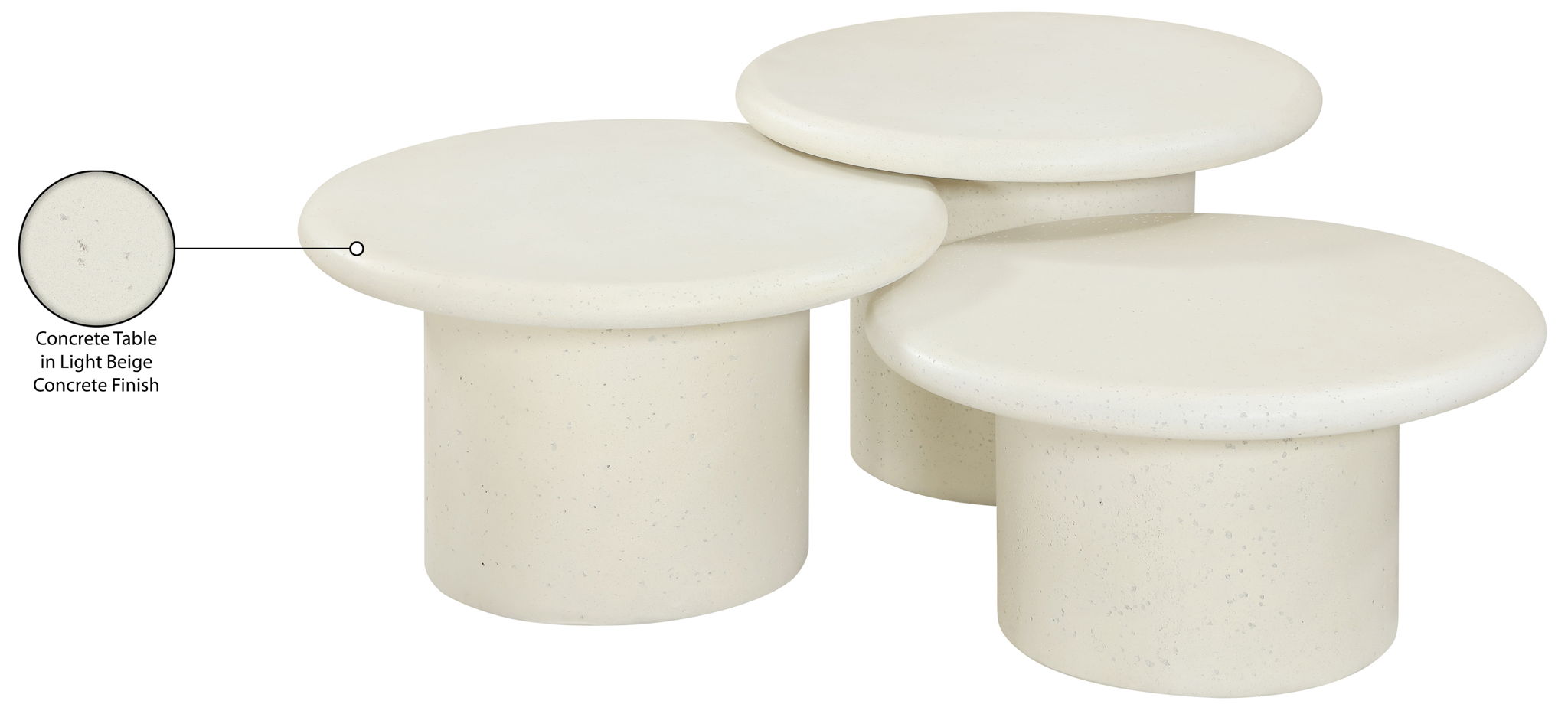 Emara - 3 Piece Concrete And Fiberglass Indoor / Outdoor Coffee Table
