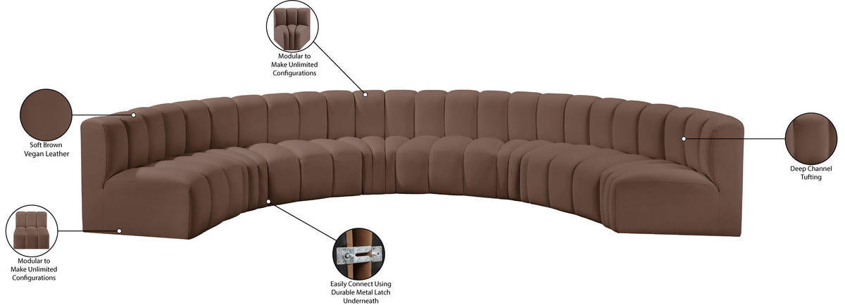 Arc - Faux Leather 8 Piece U-Shaped Modular Sofa