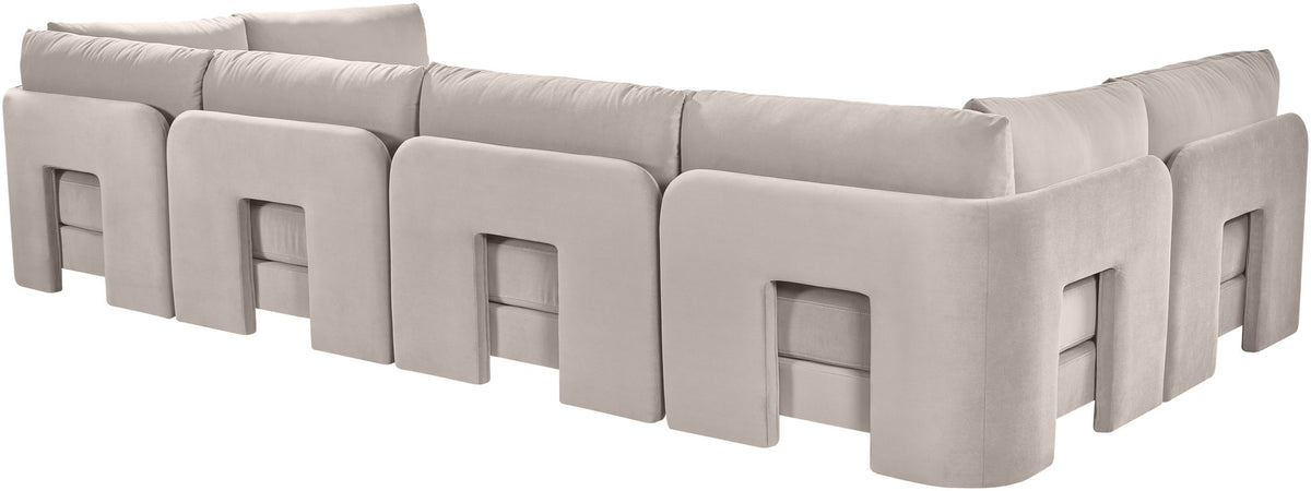 Hammond - Velvet Performance Fabric Upholstered 6 Piece U-Shaped Armless Sectional