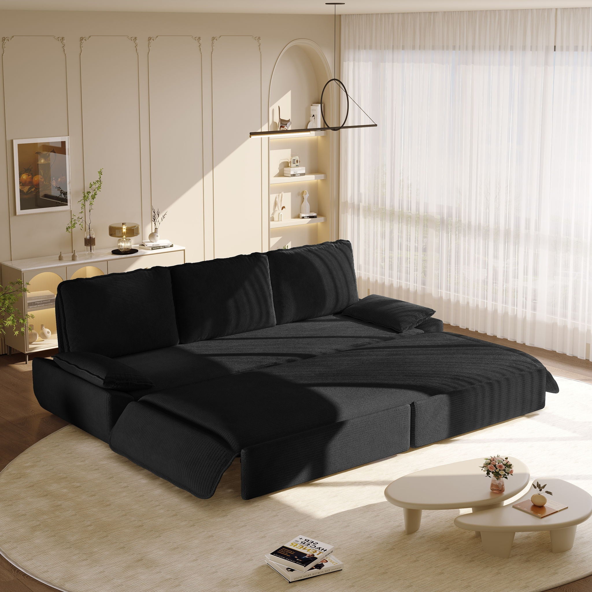 King Size Pull Out Sofa Bed, 3 In 1 Convertible Multifunctional