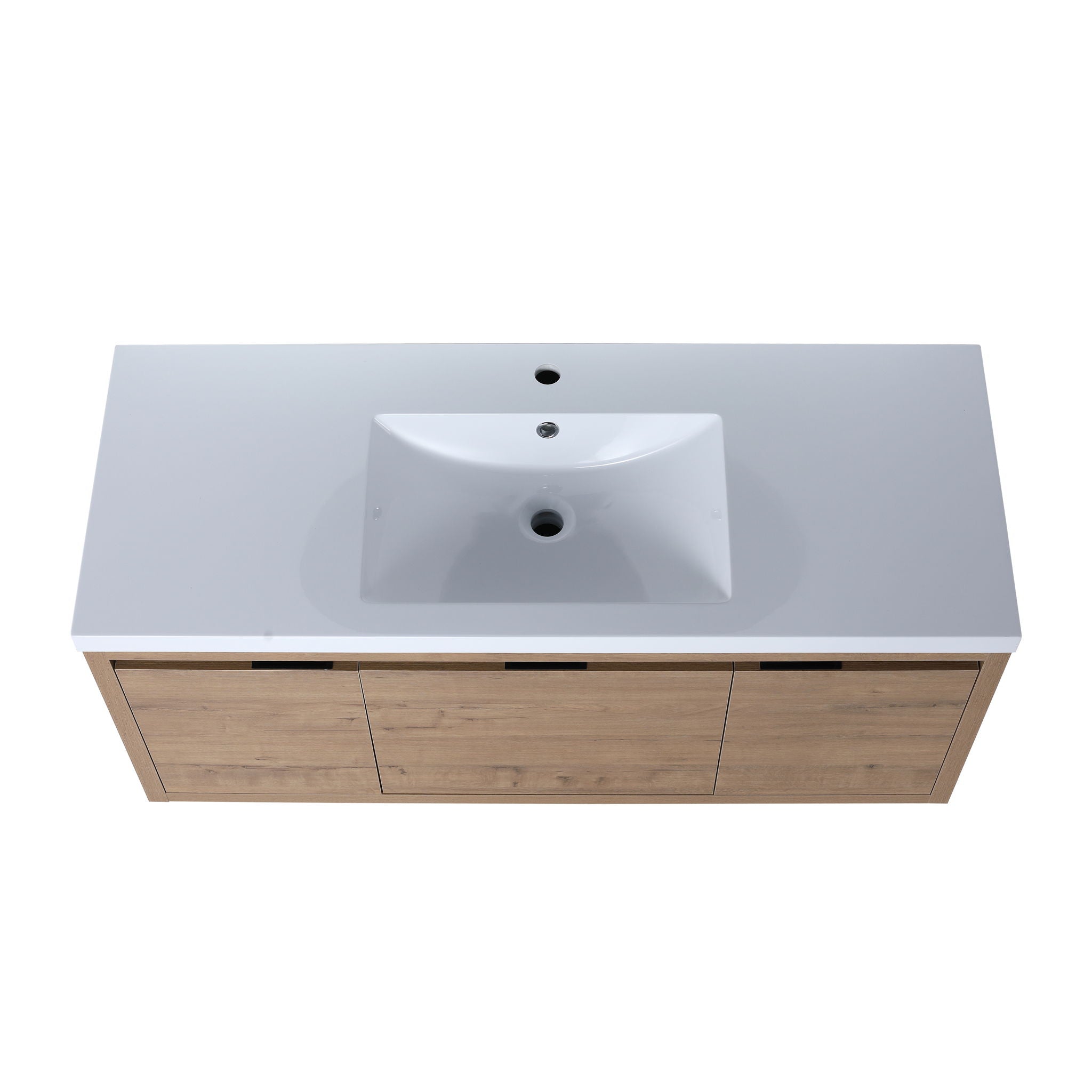 Modern Floating Bathroom Vanity Cabinet With Resin Sink Soft Close Doors And Drawer - Imitative Oak