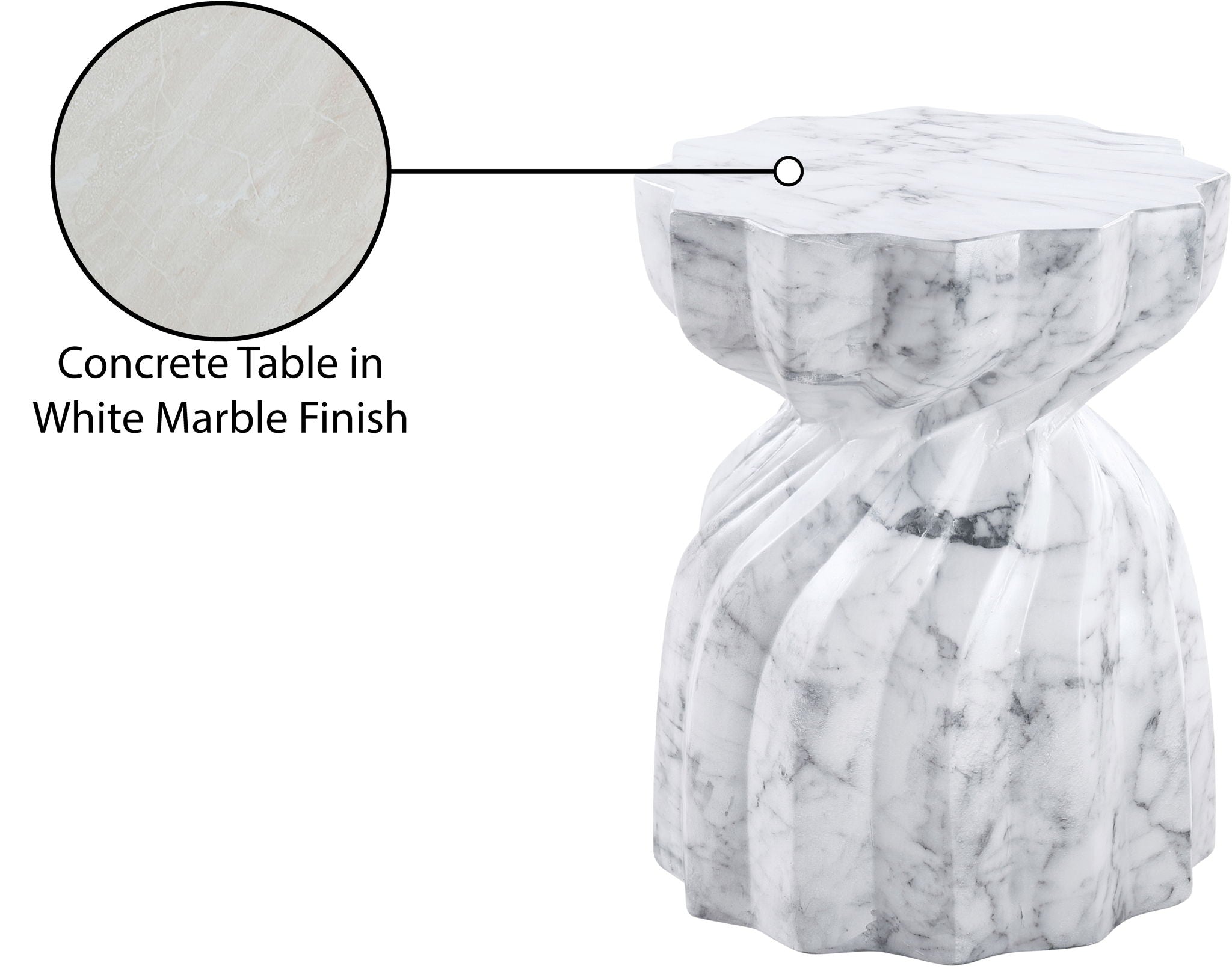 Caserta - Marble Finish Concrete End Table