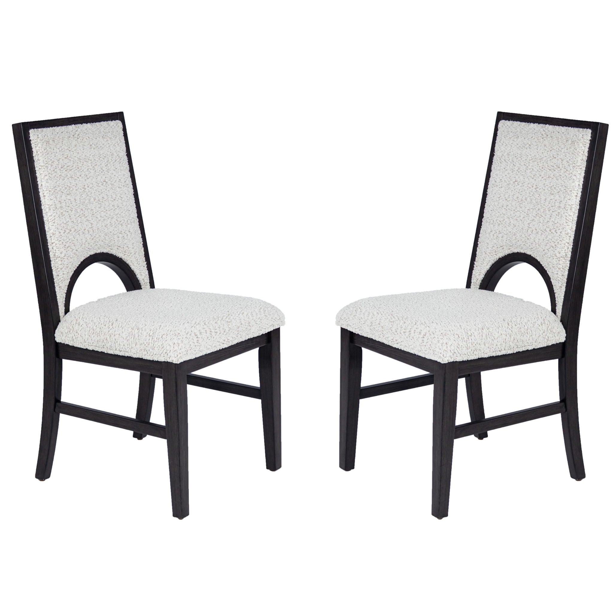 5 Piece Round Dining Set With Upholstered Chairs - Black / White