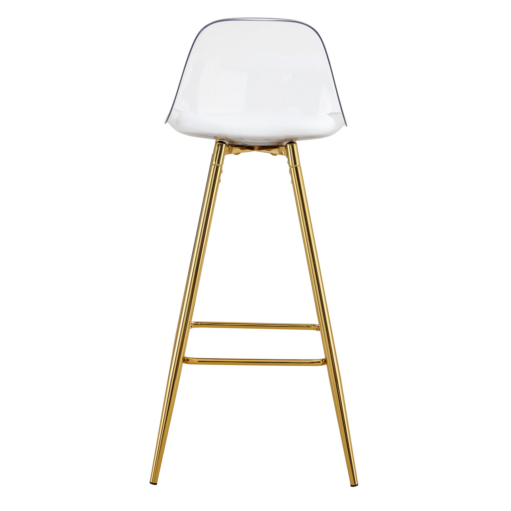Stylish Upholstered Bar Chairs With Metal Legs For Dining Room Kitchen And Terrace - White / Gold
