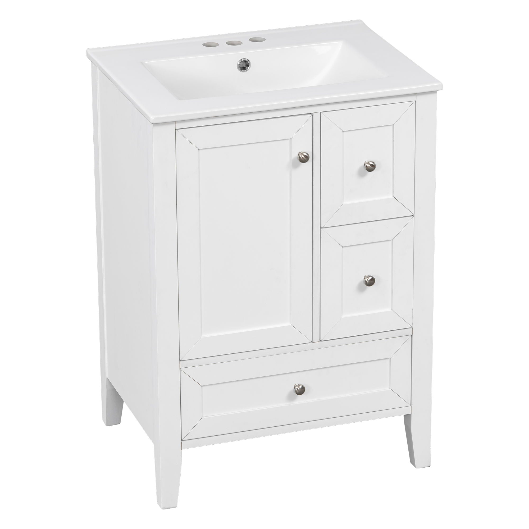 Modern Bathroom Vanity With Sink, Freestanding Cabinet With Drawers And Shelves