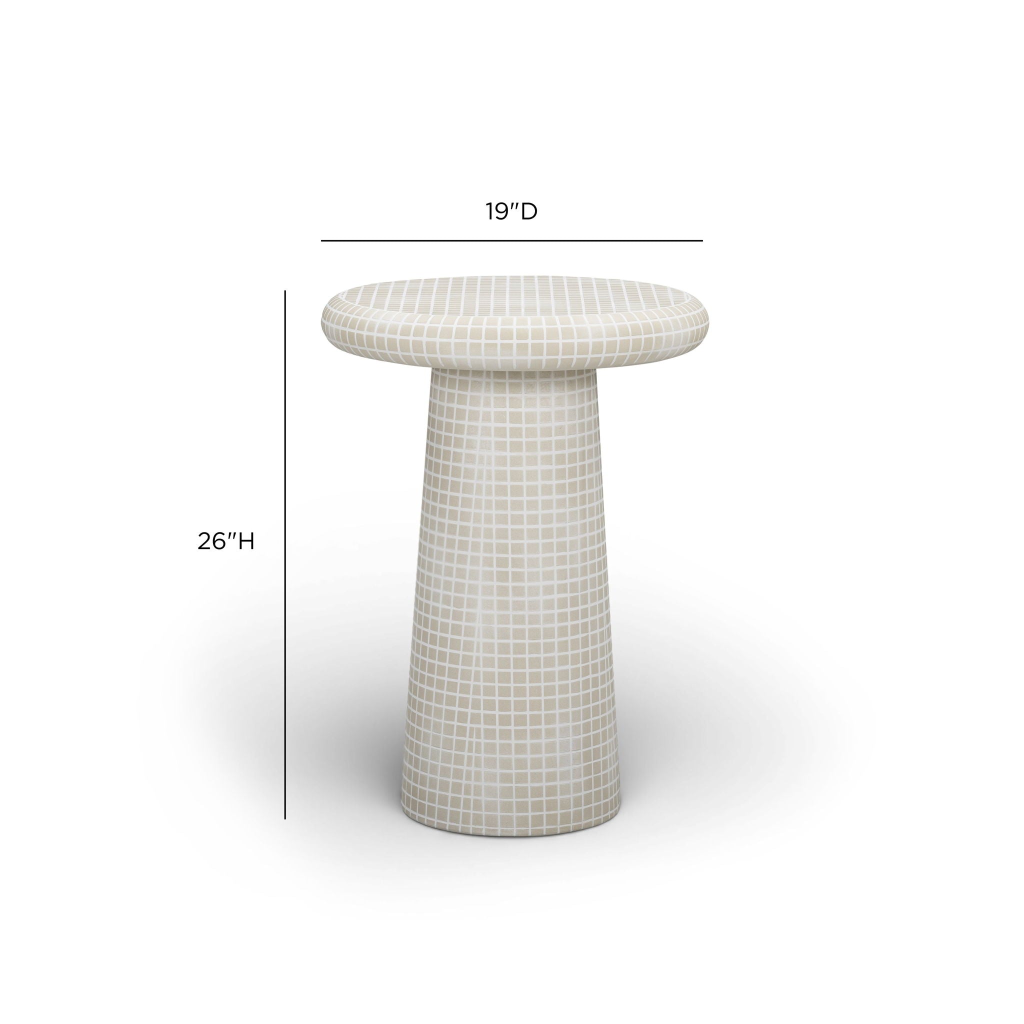 Monica - Tiled Pattern Tall Side Table - Beige
