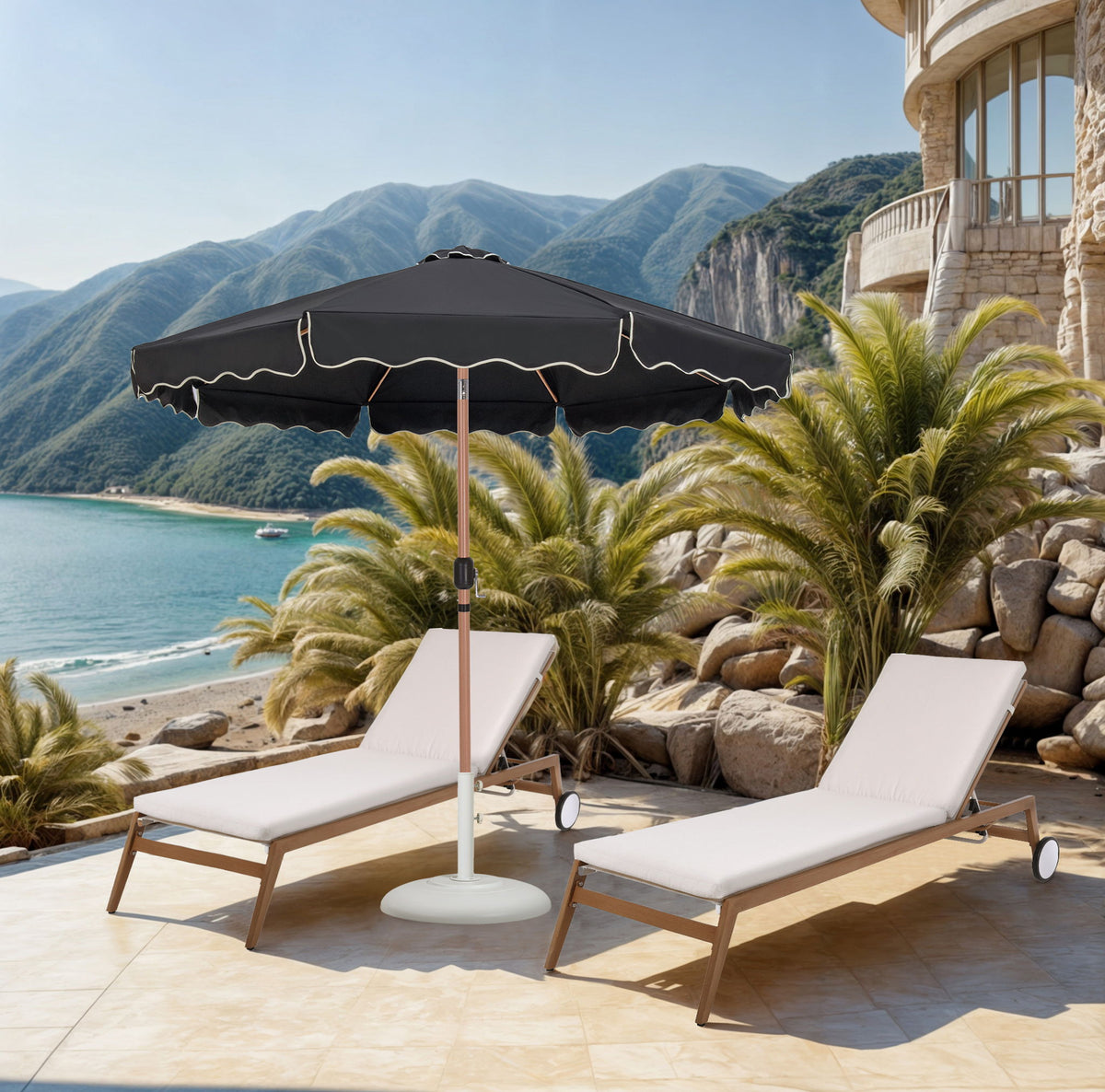 Amalfi - Patio Umbrella - Light Brown Base / Light Brown Pole