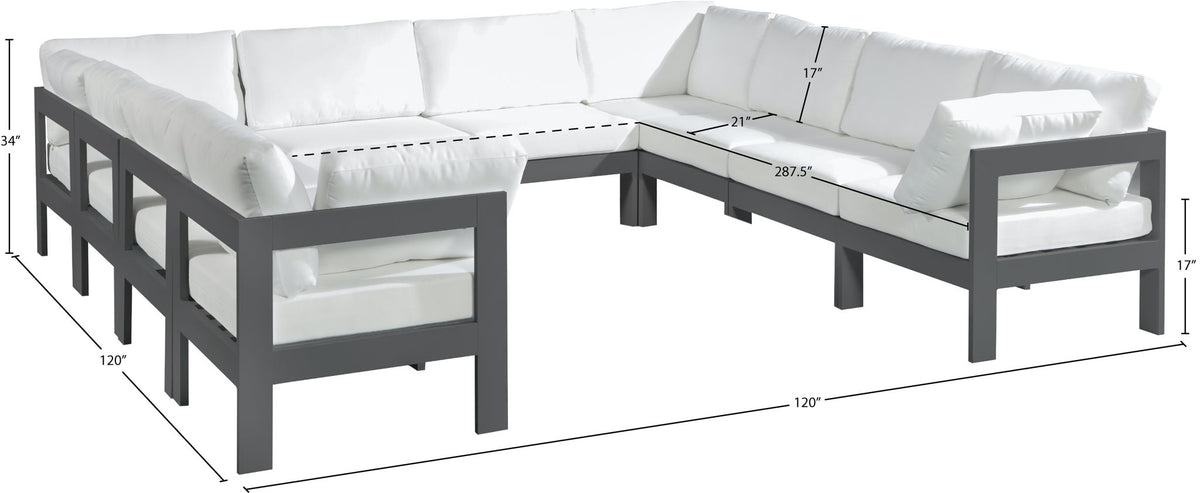 Nizuc - Outdoor Patio 10 Piece Modular Sectional With Gray Frame