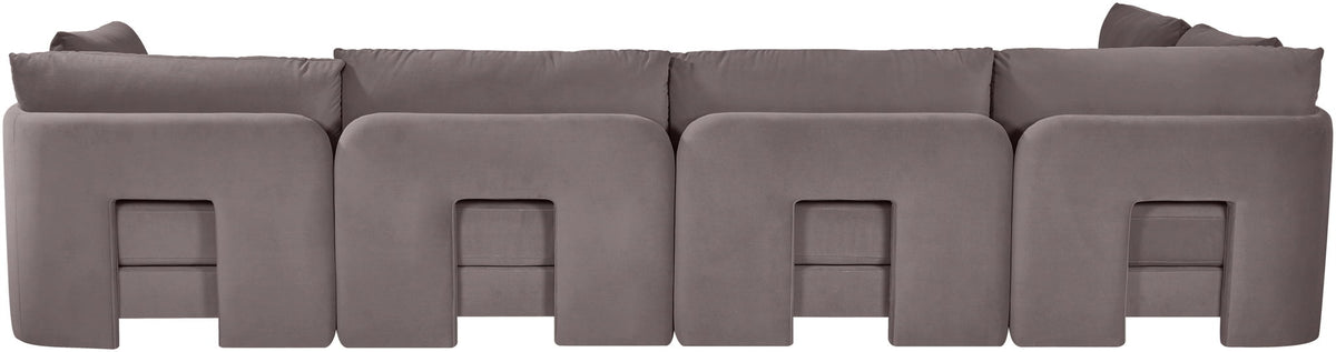 Hammond - Velvet Performance Fabric Upholstered 5 Piece L-Shaped Sectional