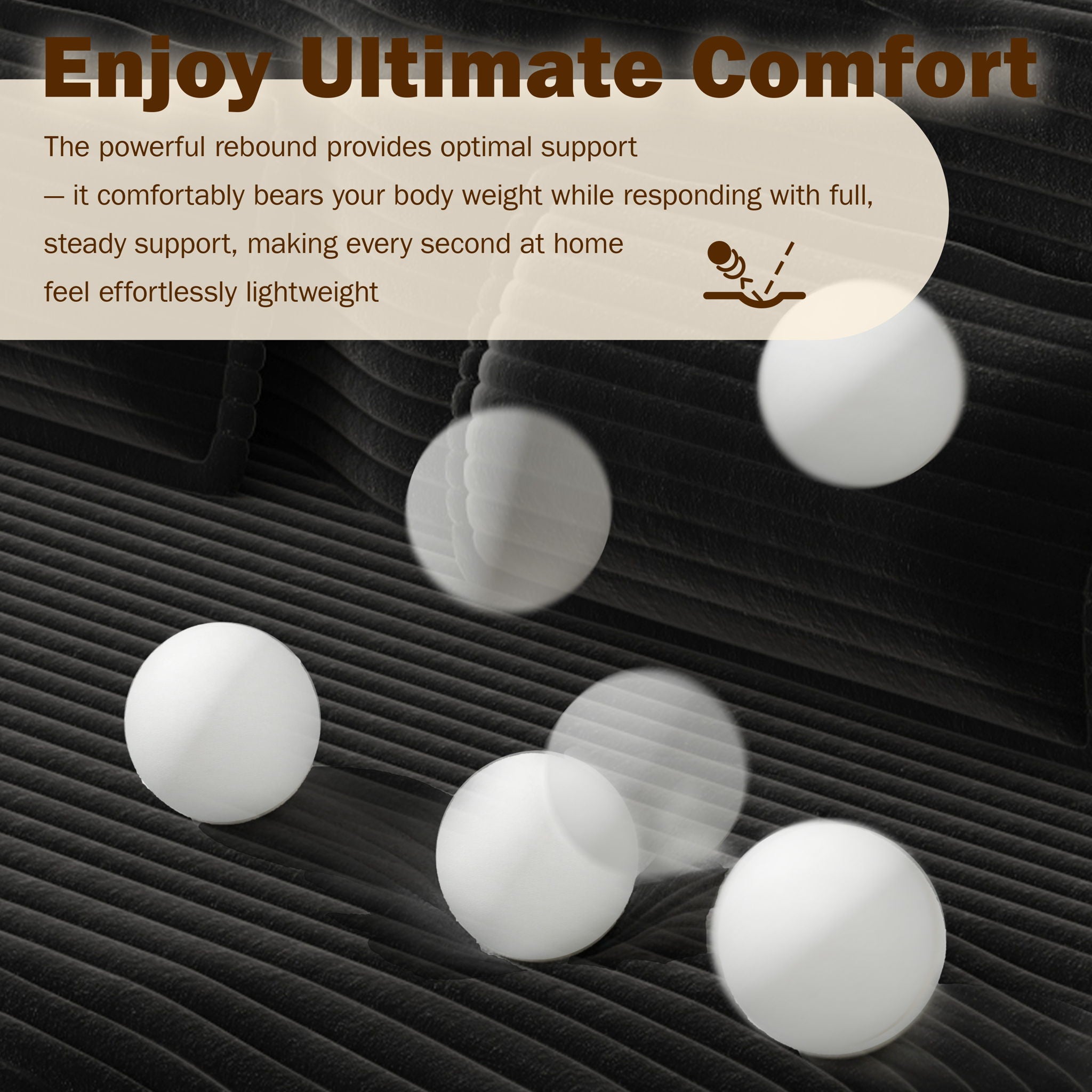 Modern Floor Sofa With 2 Pillows, Convertible Twin Size Folding Mattress For Living Room