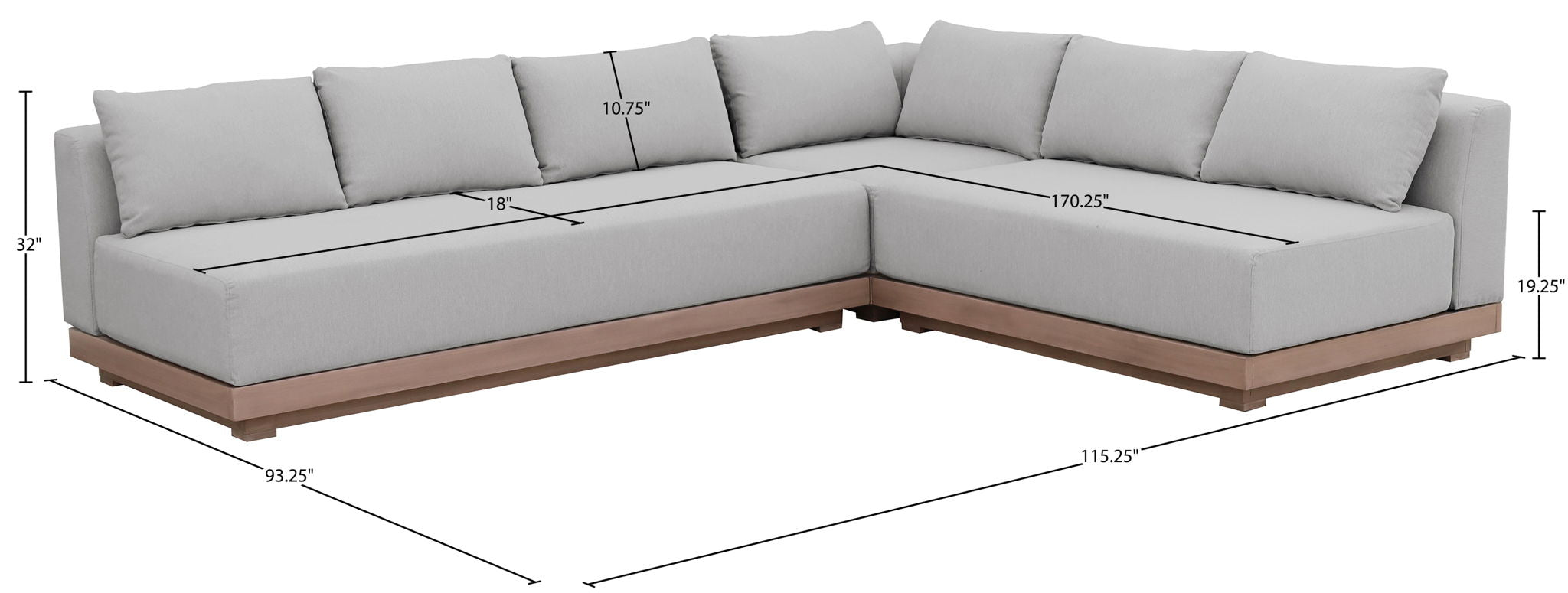 Solace - Olefin Performance Fabric 3 Piece Outdoor Patio Modular Sectional (Sofa, Loveseat & Corner Chair)