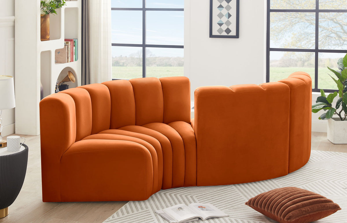 Arc - Velvet 4 Piece Curved Modular Sofa