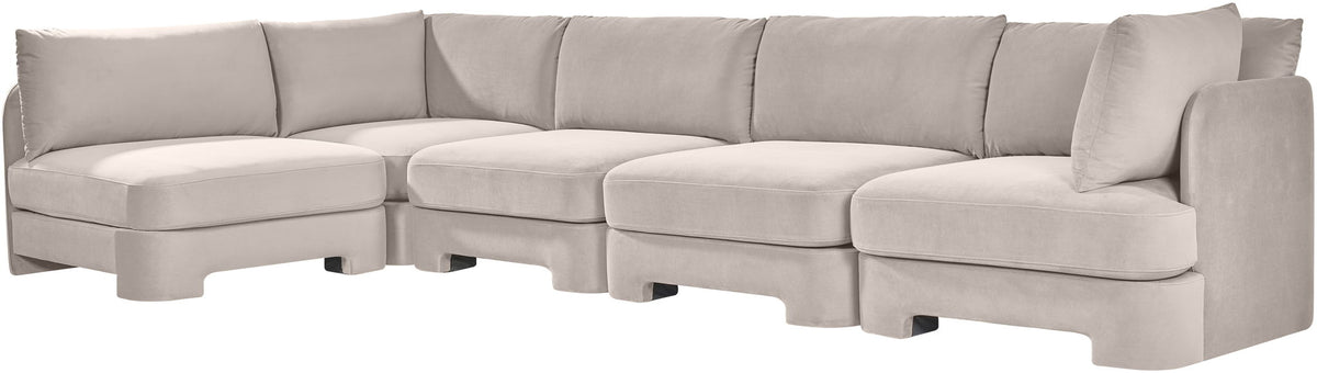 Hammond - Velvet Performance Fabric Upholstered 5 Piece L-Shaped Sectional