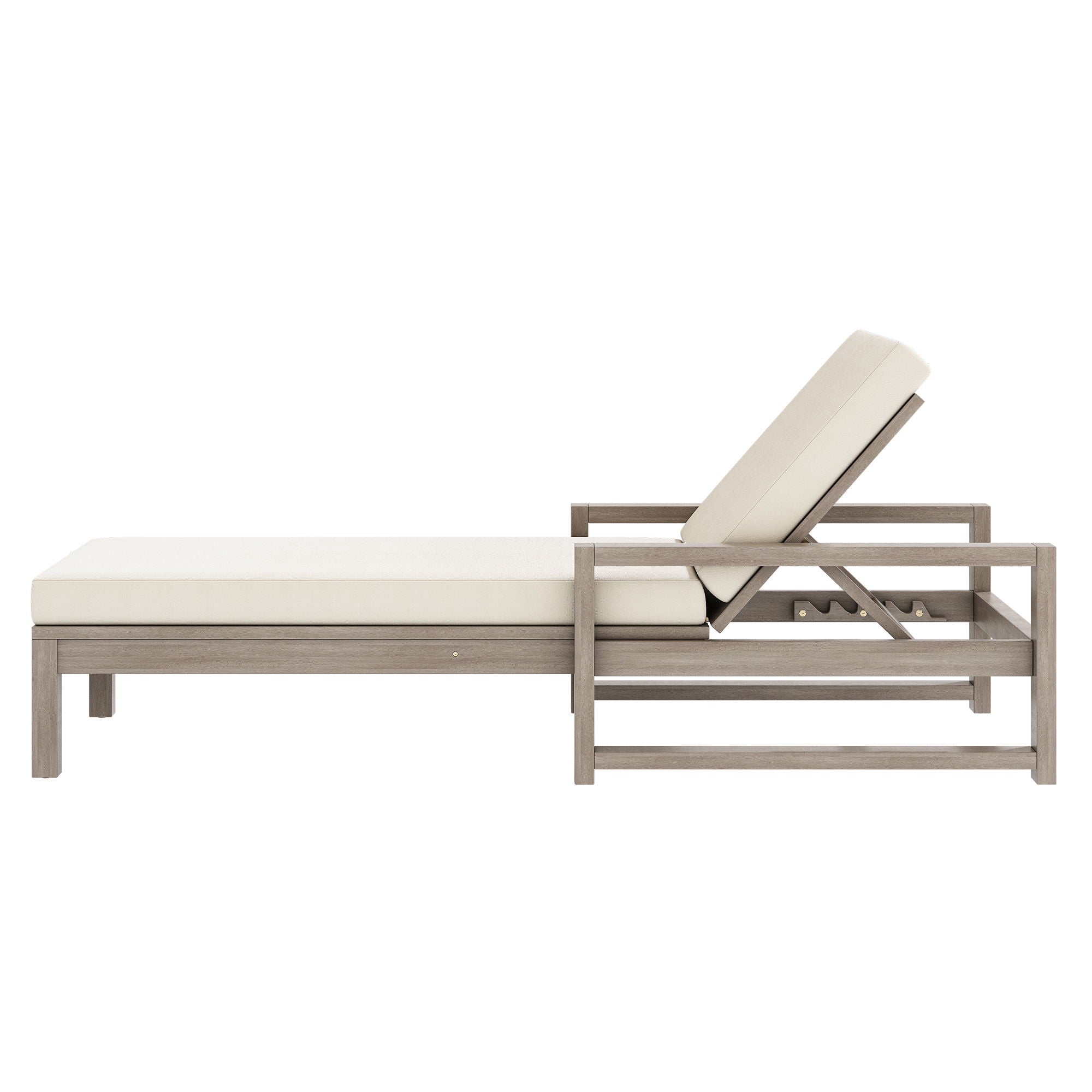 Outdoor Lounge Chairs, 5 Position Chaise Lounge With Adjustable Backrest (Set of 2) - Gray