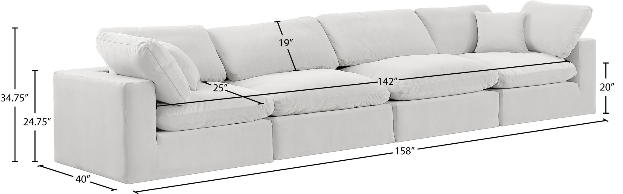 Comfy - Velvet Modular Sofa 4 Seats