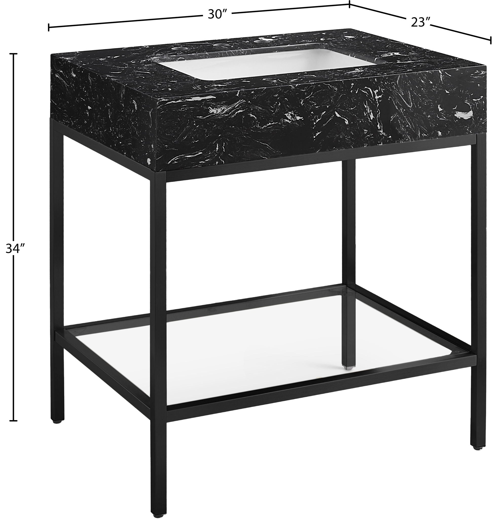 Marmo - Engineered Marble Bathroom Vanity With Black Base
