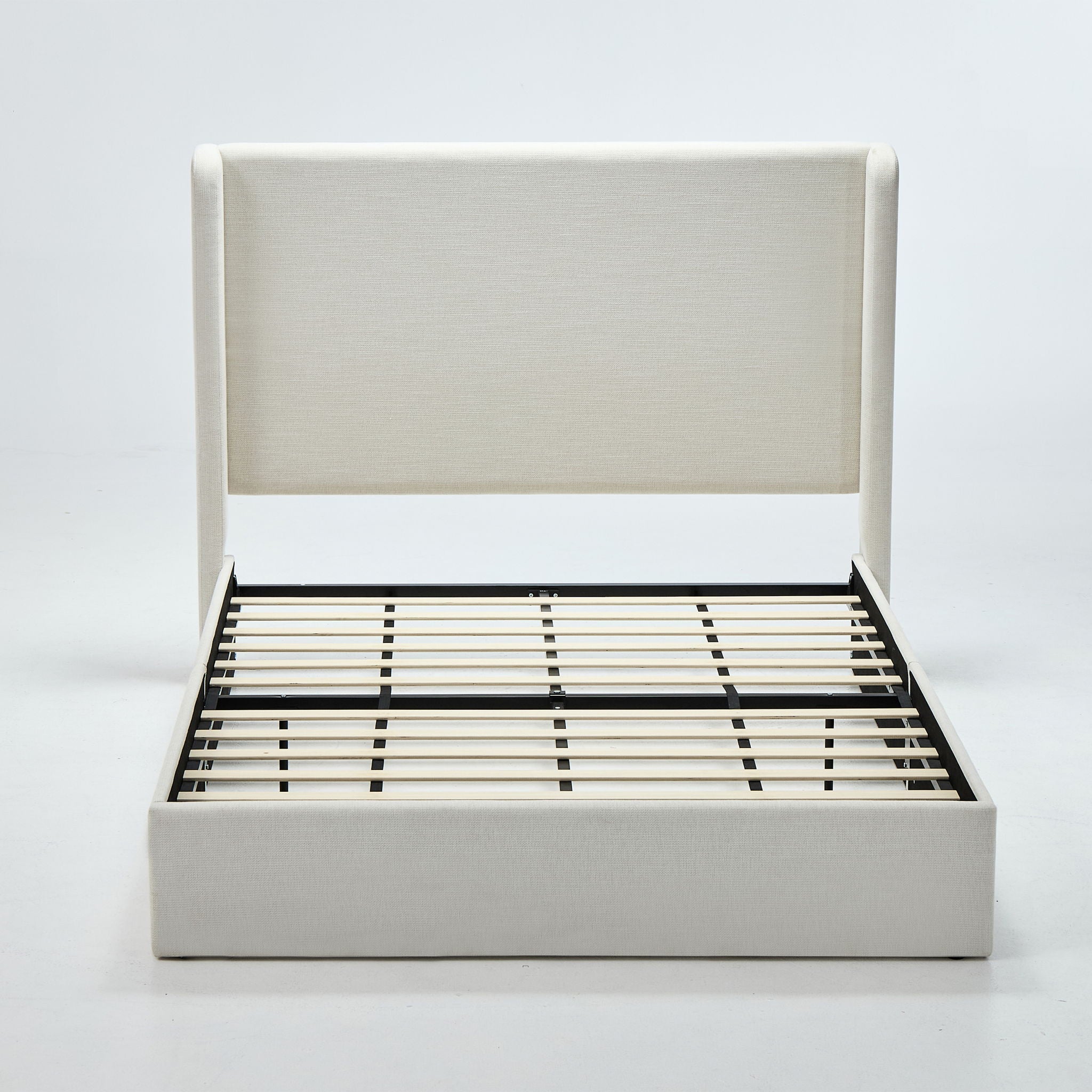 Carmen - California King Size Upholstered Wingback Bed - Ivory