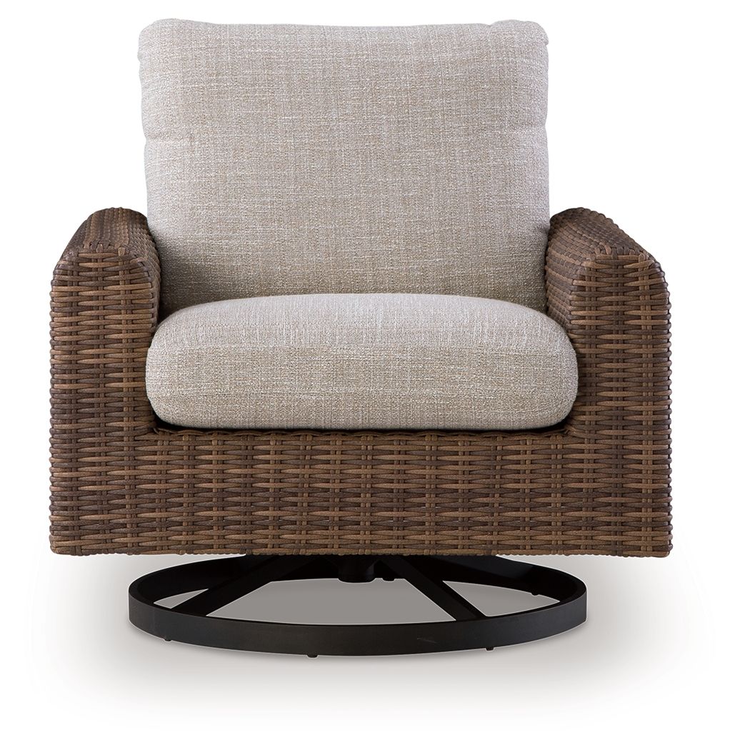 Dolan Creek - Swivel Lounge With Cushion - Gray / Brown