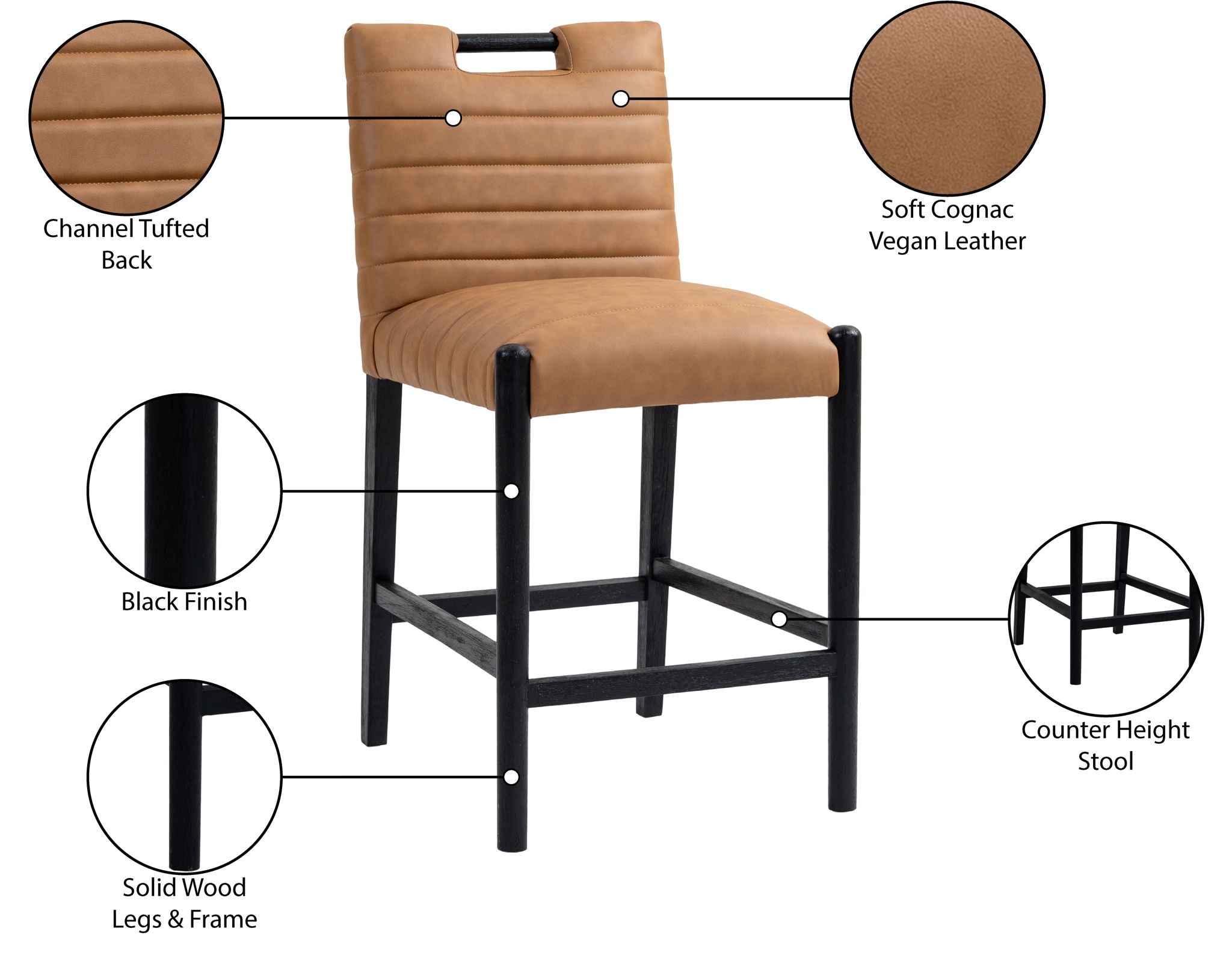 Aimee - Counter Stool - Black Legs