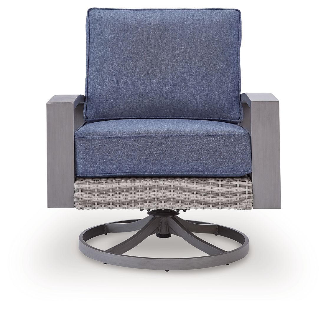 Half Moon Beach - Swivel Lounge With Cushion - Blue / Gray