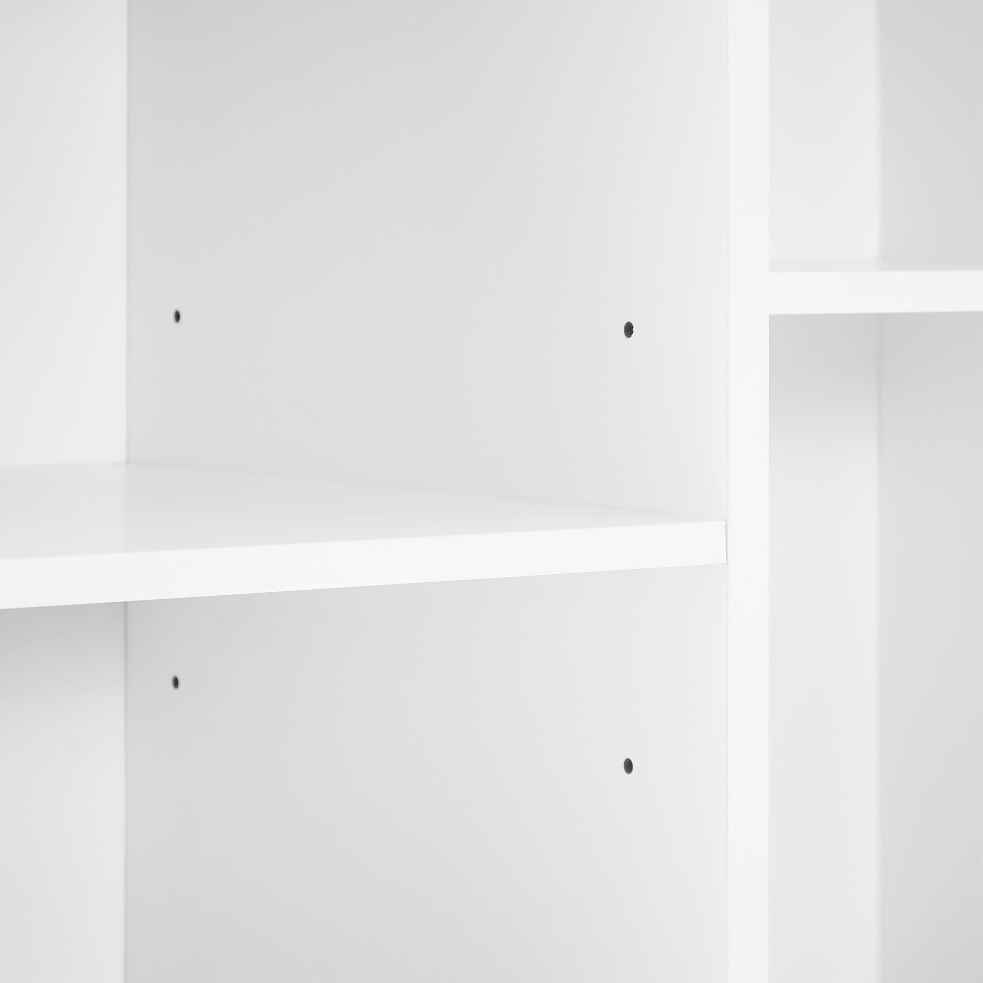 Modern Tall Storage Cabinet With Adjustable Shelves, Flip-Out Basket & Enclosed Doors