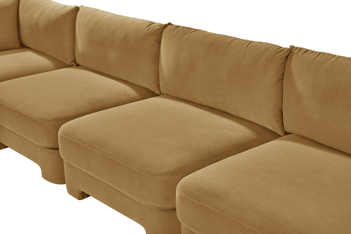 Hammond - Velvet Performance Fabric Upholstered 5 Piece L-Shaped Sectional