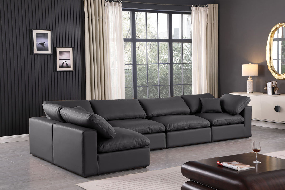 Comfy - 5 Piece Faux Leather Modular Sectional