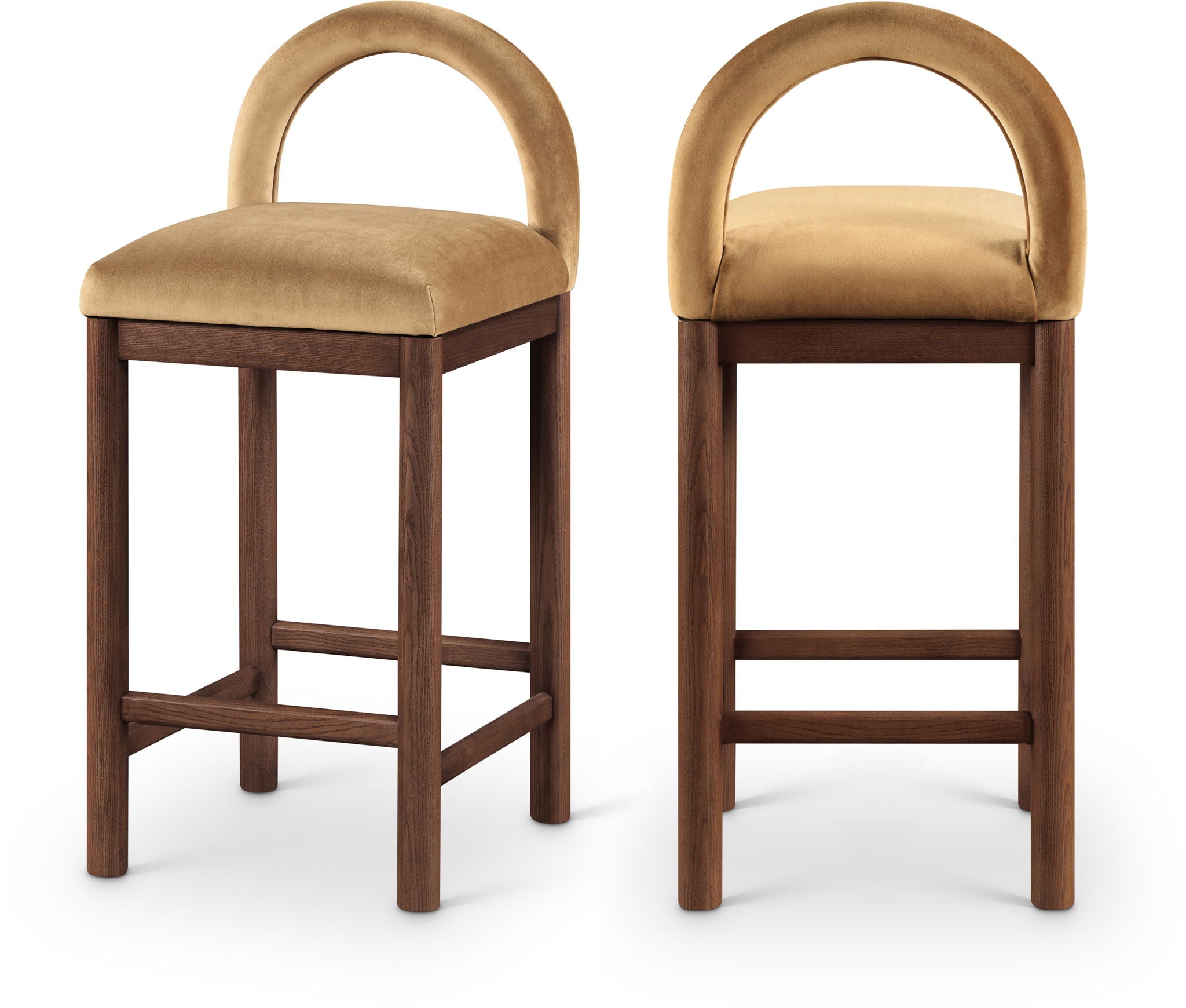 Conrad - Velvet Counter Stool With Brown Legs