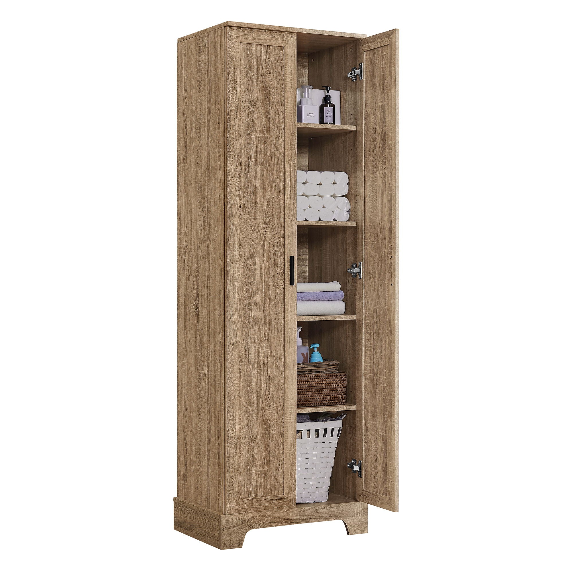 Storage Cabinet With Adjustable Shelves, 2 Doors, Rectangle Design For Bathroom