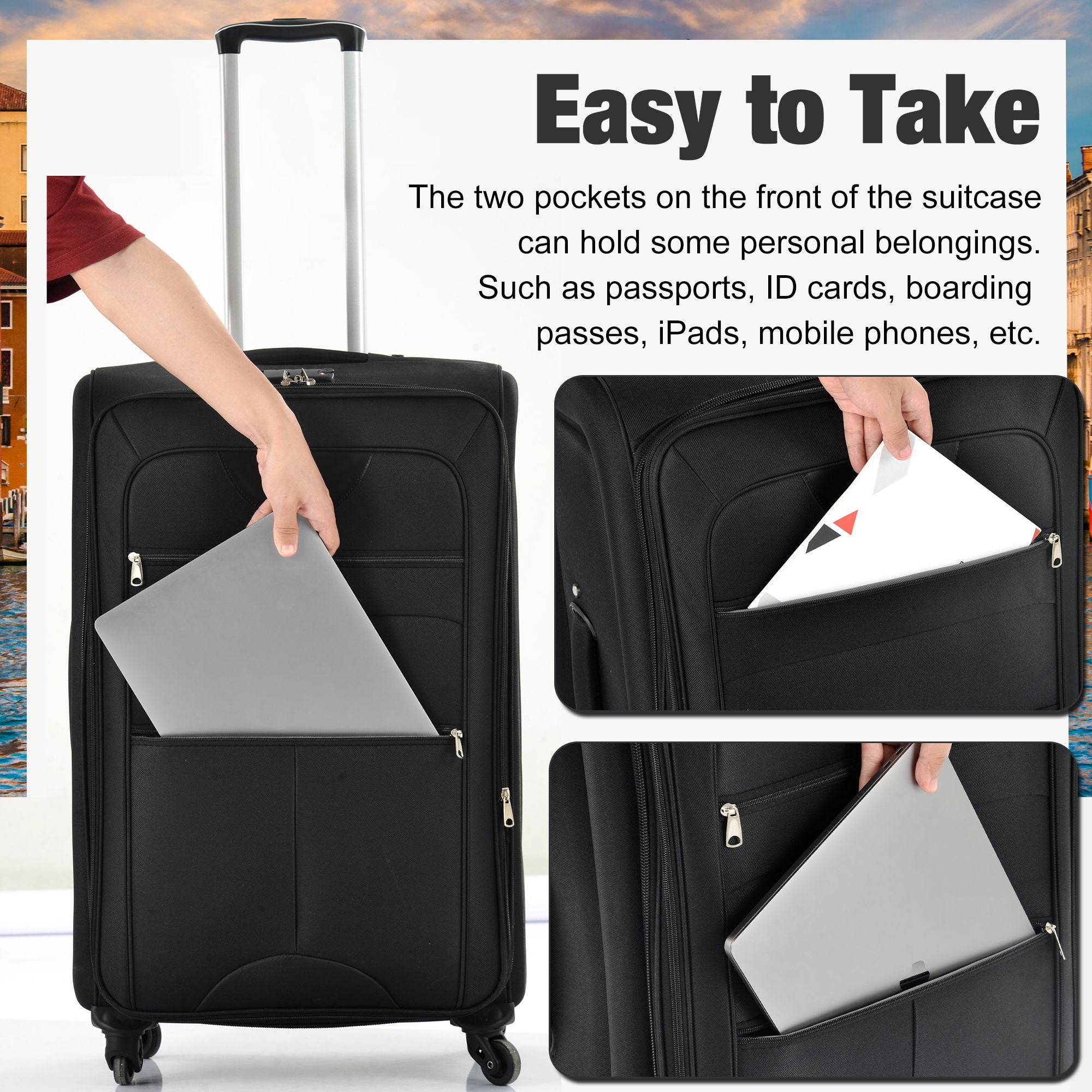 Softside Luggage Expandable Set With Duffel Bag Upright Spinner