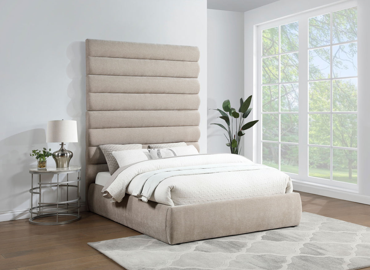 Adam - Chenille Fabric Bed With 89" Headboard