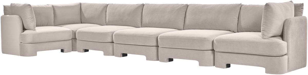 Hammond - Velvet Performance Fabric Upholstered 6 Piece L-Shaped Sectional
