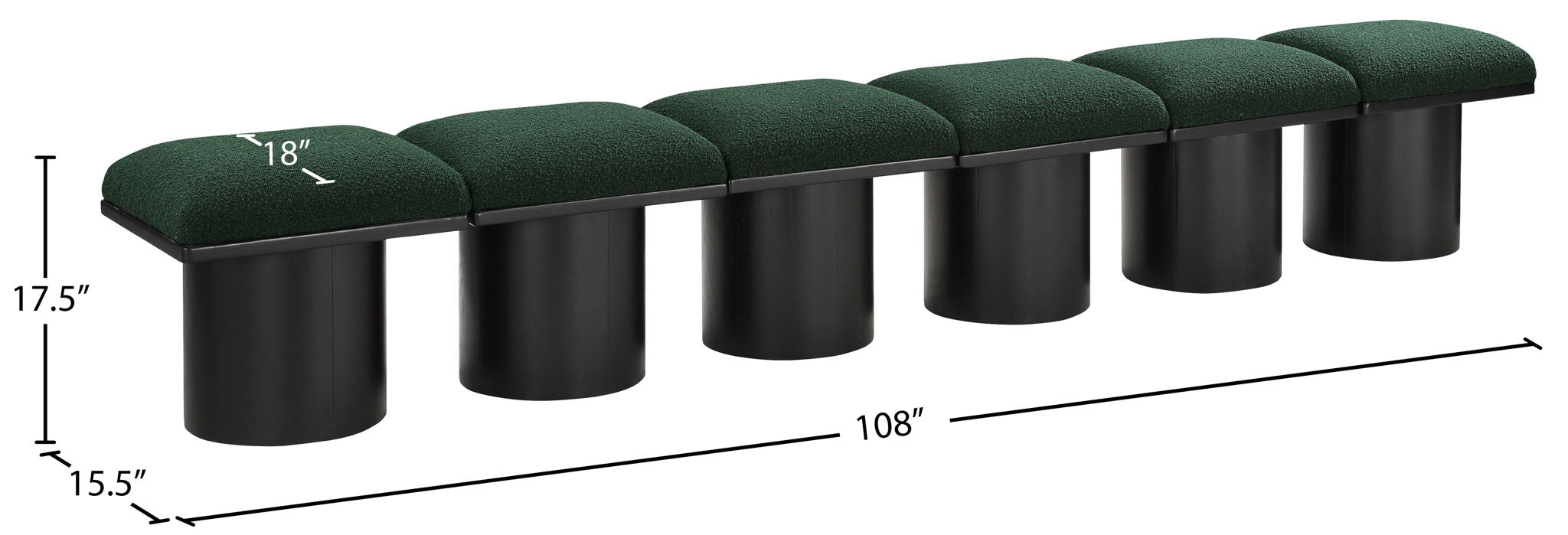 Pavilion - 6 Piece Modular Bench With Black Base