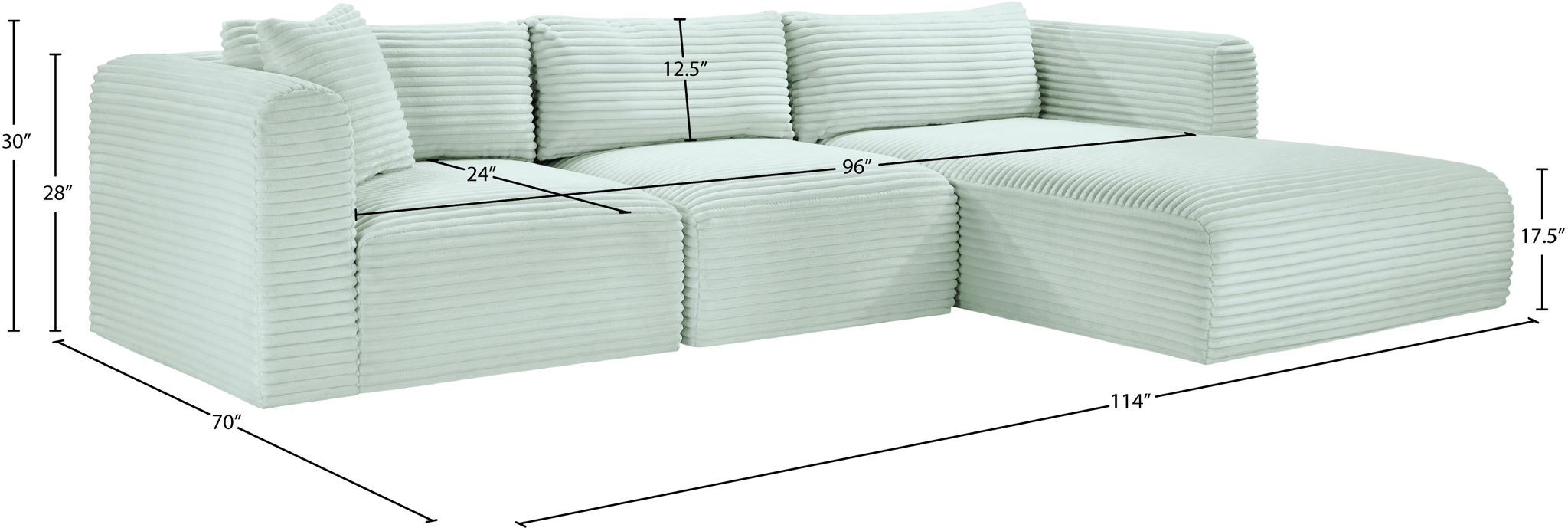 Shaggy - 3 Piece Modular Sectional
