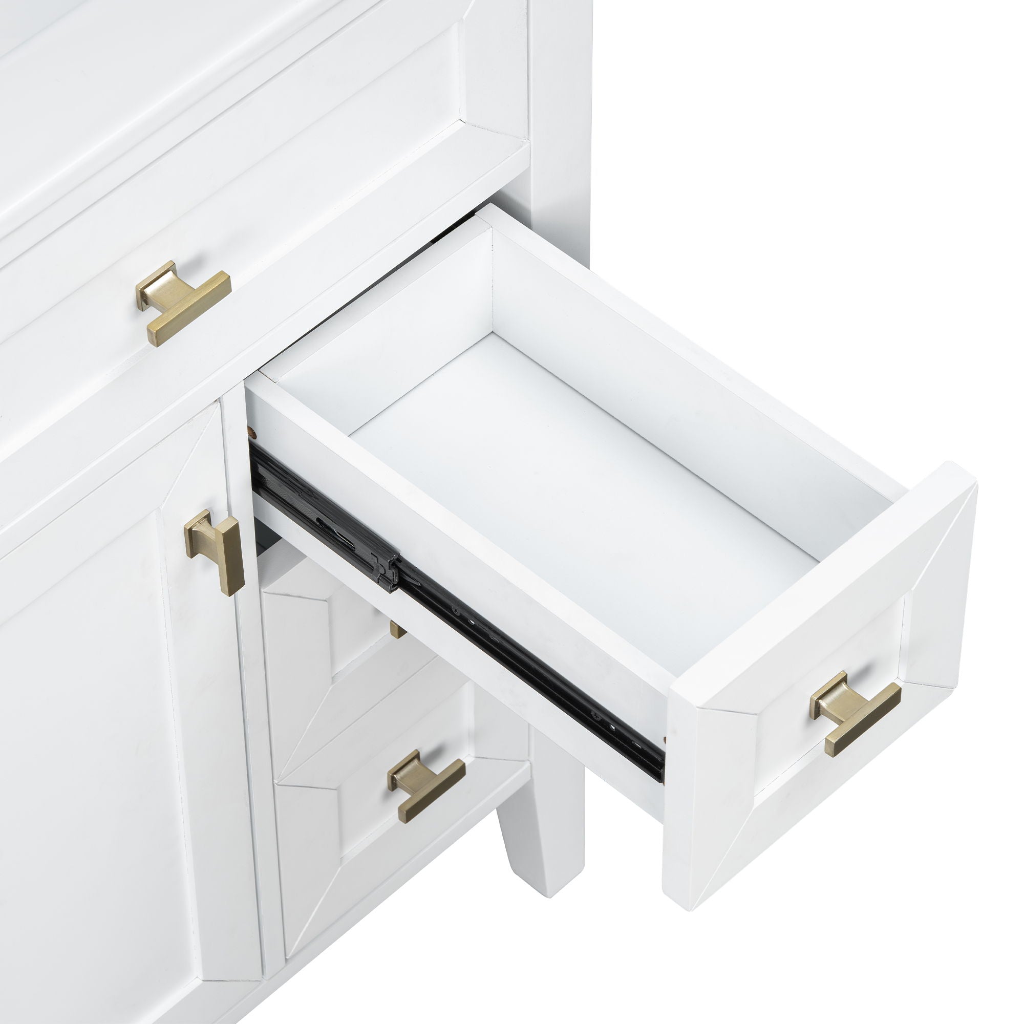 Bathroom Vanity With Sink, 3 Drawers & Cabinet With 2 Tier Door Storage Rack, Soft Close Doors & Drawers