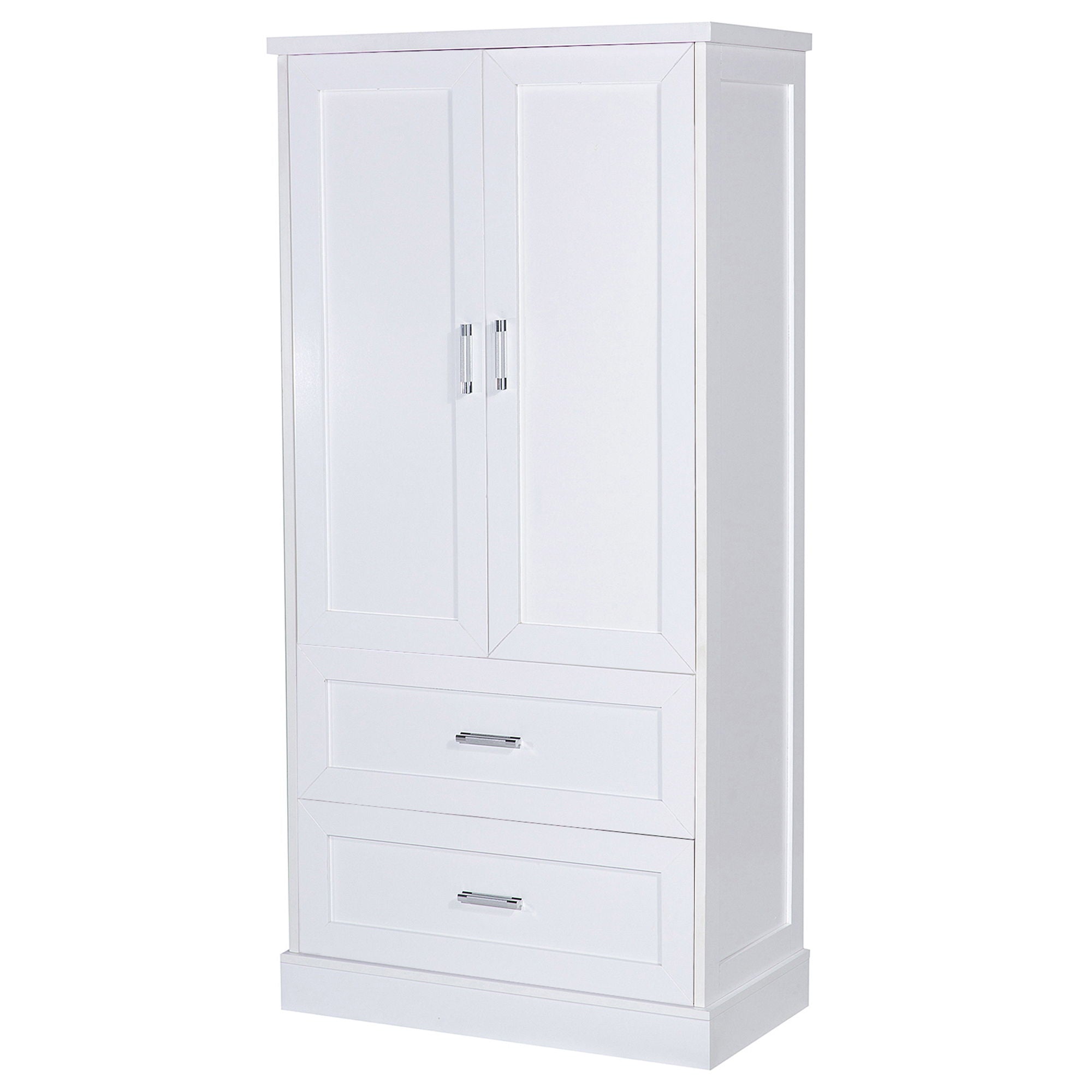 Tall Bathroom Storage Cabinet With 2 Doors And Drawers, Adjustable Shelf