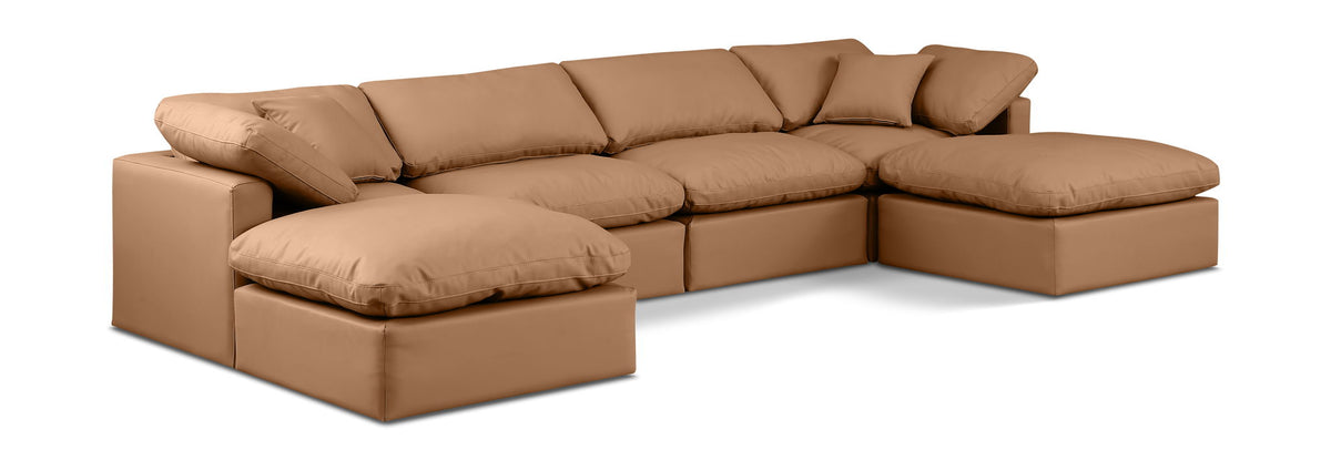 Indulge - Faux Leather 6 Piece Modular Double Chaise Sectional