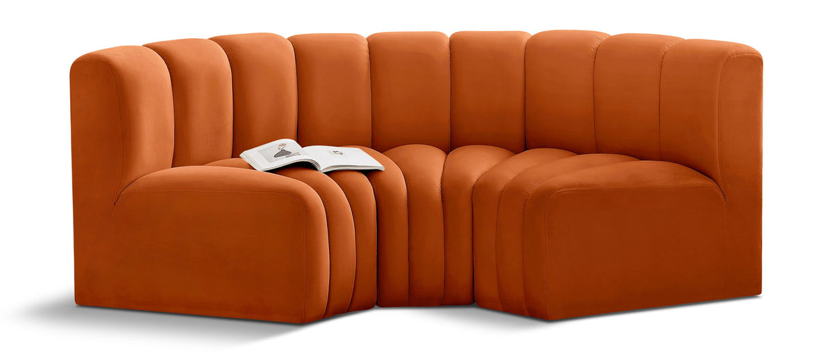 Arc - Velvet 3 Piece Modular U-Shaped Sofa
