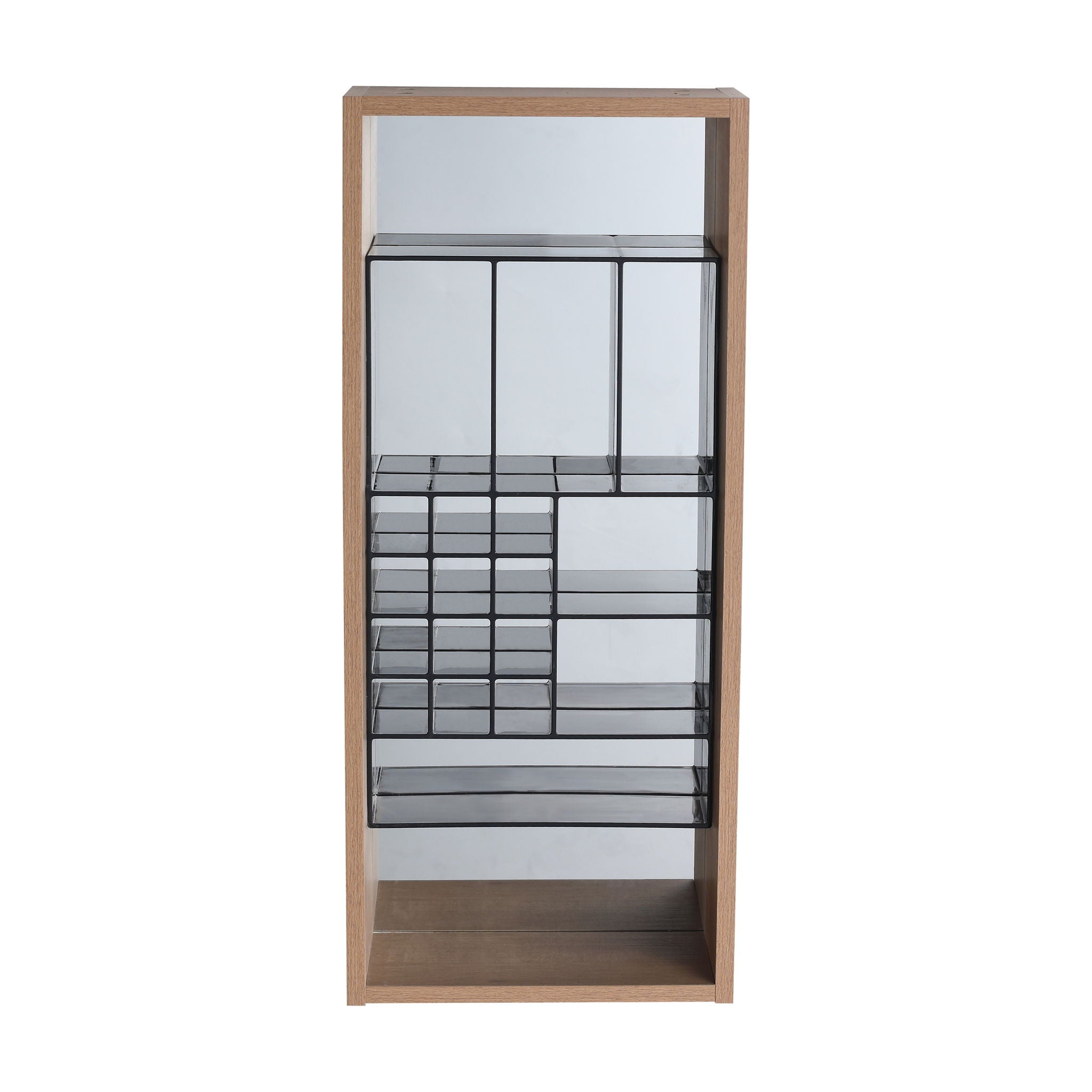 12" Wall Mounted Mirror Cabinet With Storage - Imitative Oak