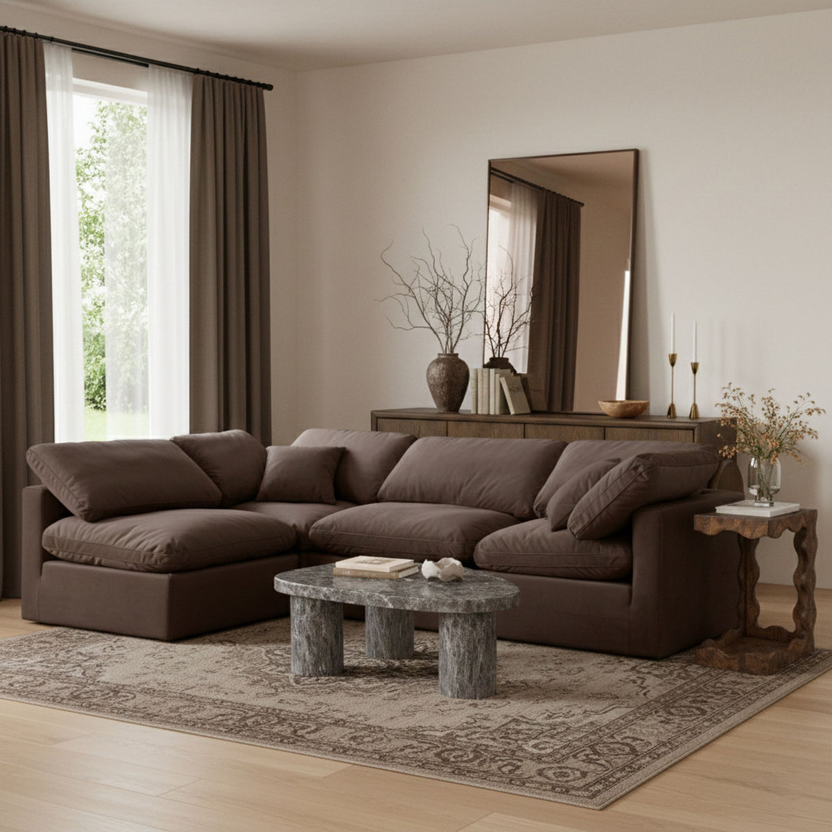 Indulge - Velvet 4 Piece Modular Sectional