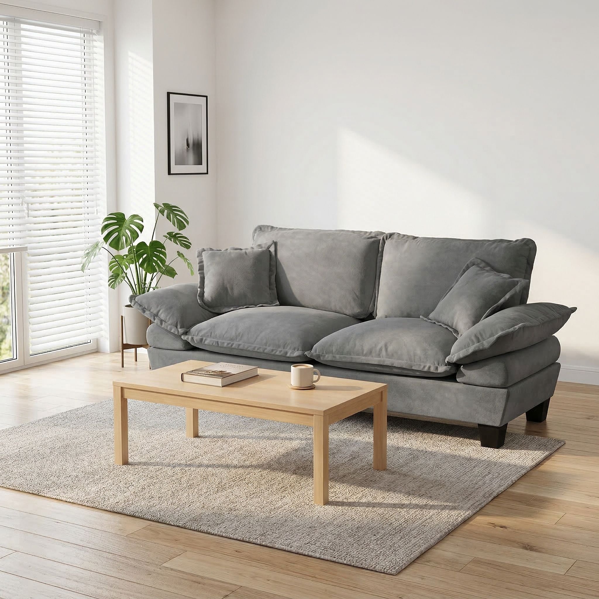 2 Seater Modular Loveseat With Curved Armrests