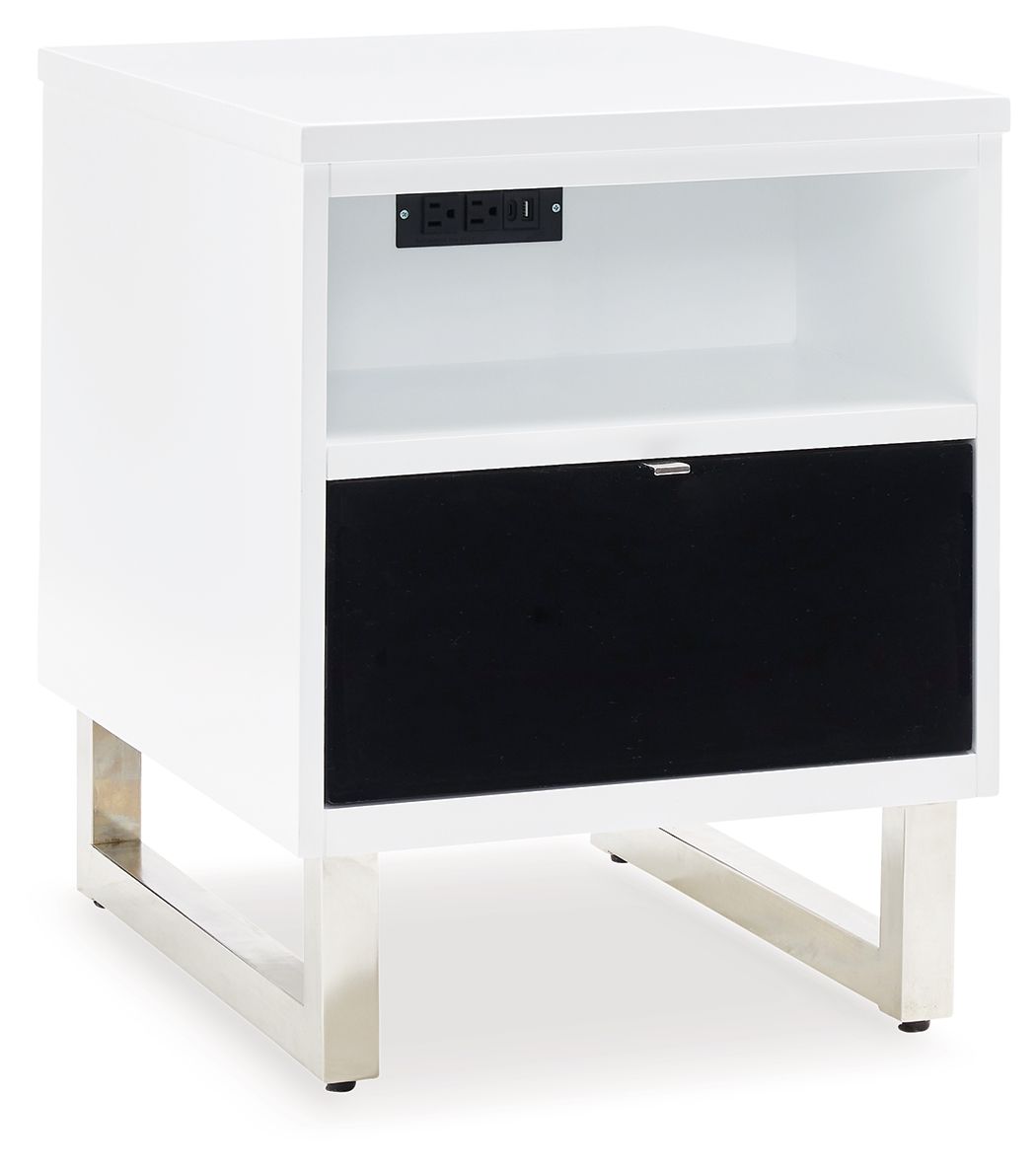 Gardoni - Chair Side End Table - White / Black