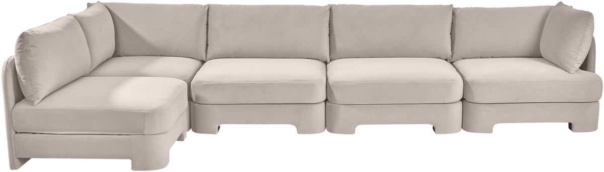 Hammond - Velvet Performance Fabric Upholstered 5 Piece L-Shaped Sectional