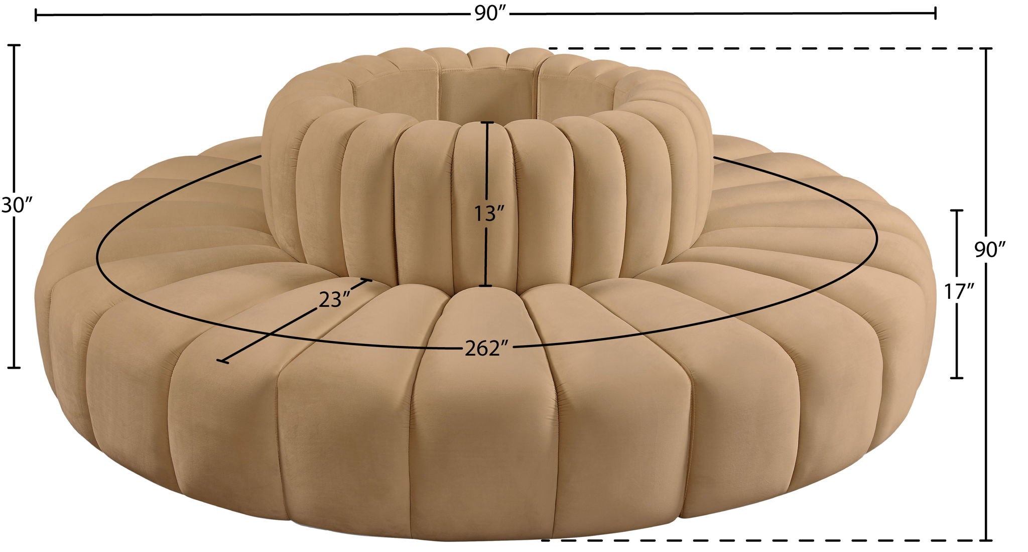 Arc - Velvet 8 Piece Round Modular Sofa