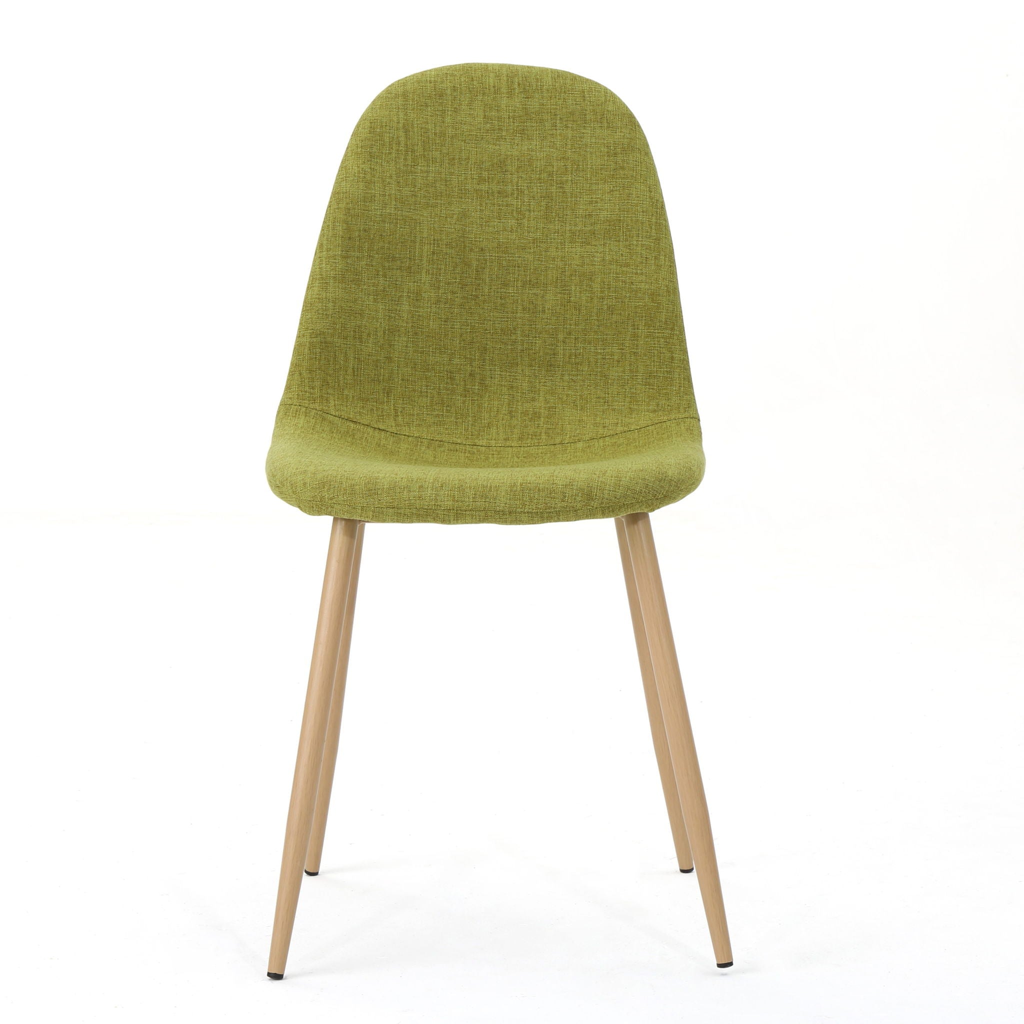 Contemporary Dining Chair Set With Upholstered Fabric And Iron Legs - Green / Light Brown