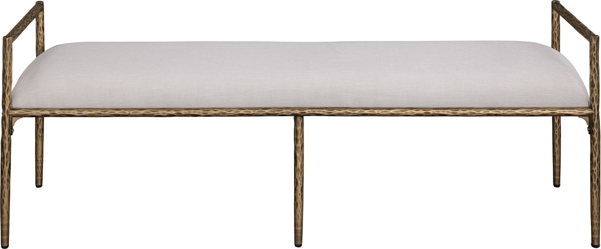 Axis - Linen Textured Beige Fabric Upholstered Bench