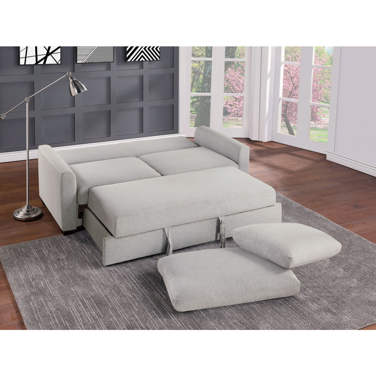 Price - Convertible Studio Sofa With Pull-Out Bed - Gray