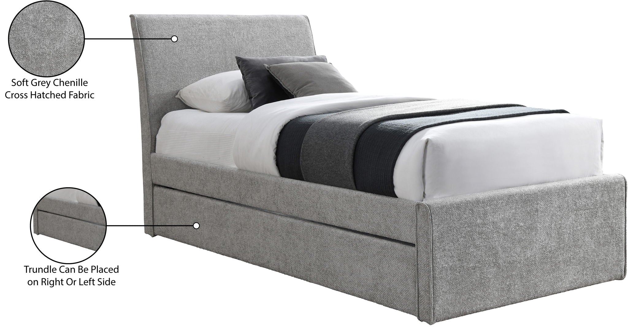 Myles - Chenille Twin Trundle Bed