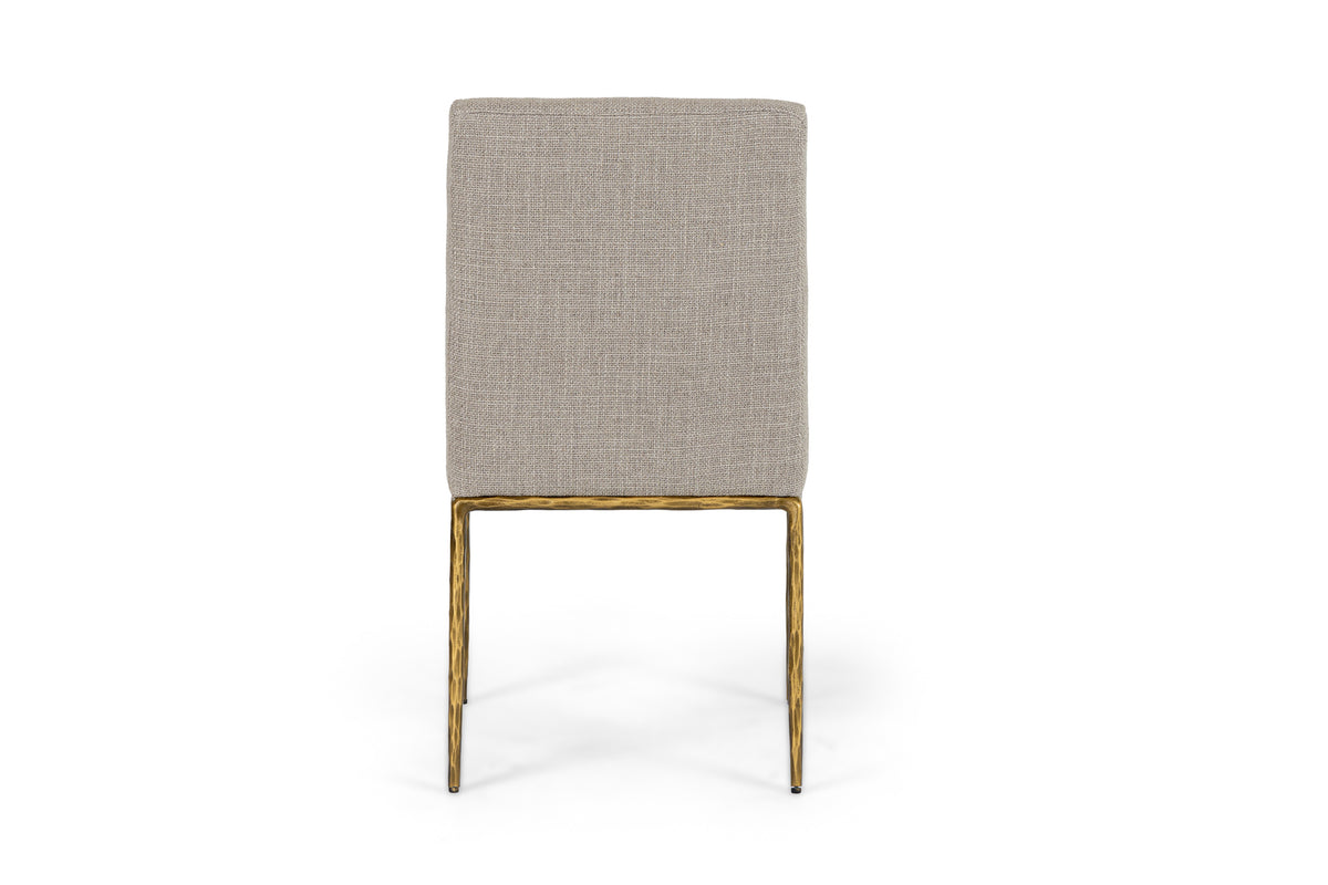Beasley - Modern Beige Linen + Brass Dining Chair